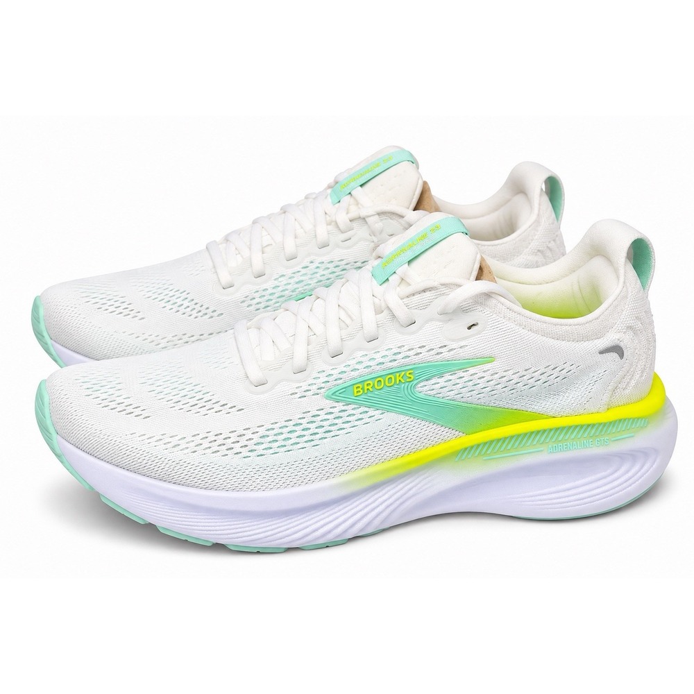 Brooks Adrenaline GTS 25 White Nightlife Yucca 1204431B145 Women's 9 B Running
